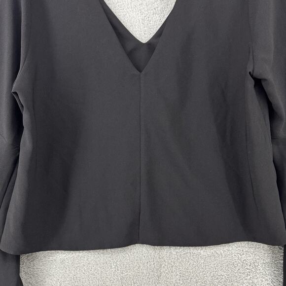 Miss Selfridge Top Womens US6 Black Pullover V-Neck Flare Sleeve Witchy - Picture 8 of 12